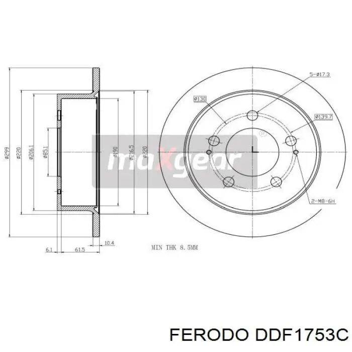 Задний тормозной диск Ferodo DDF1753C цена, от 73.22 USD