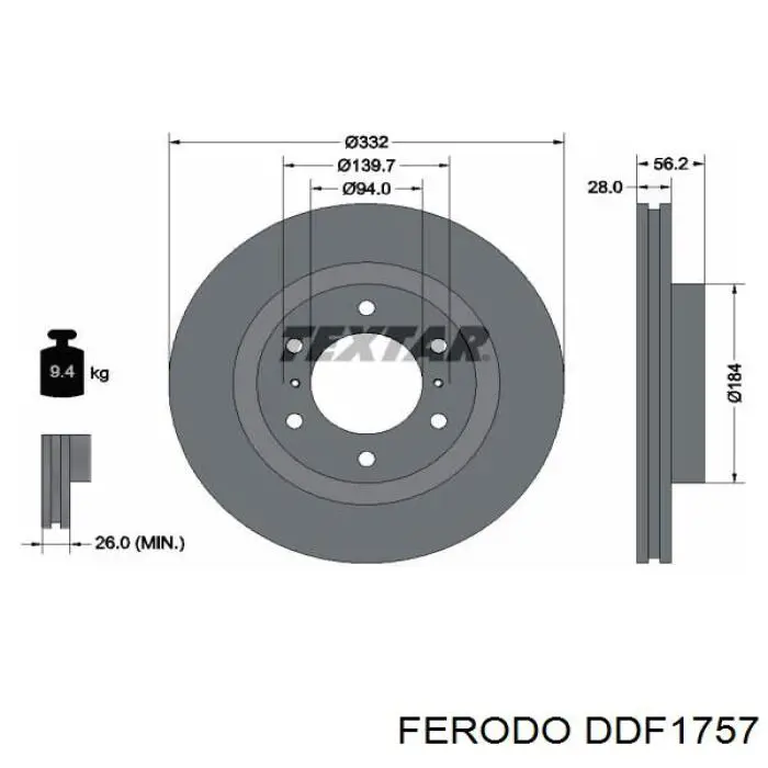 Freno de disco delantero DDF1757 Ferodo