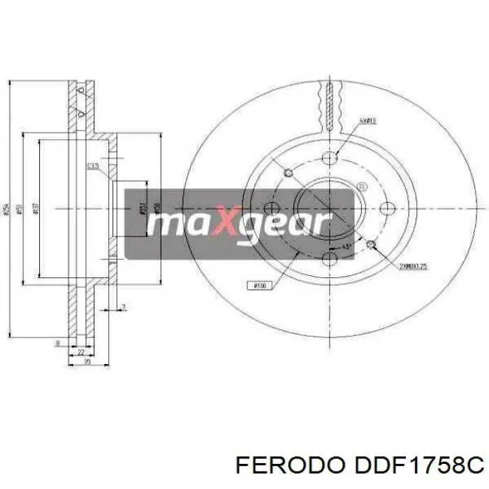 Передние тормозные диски DDF1758C Ferodo