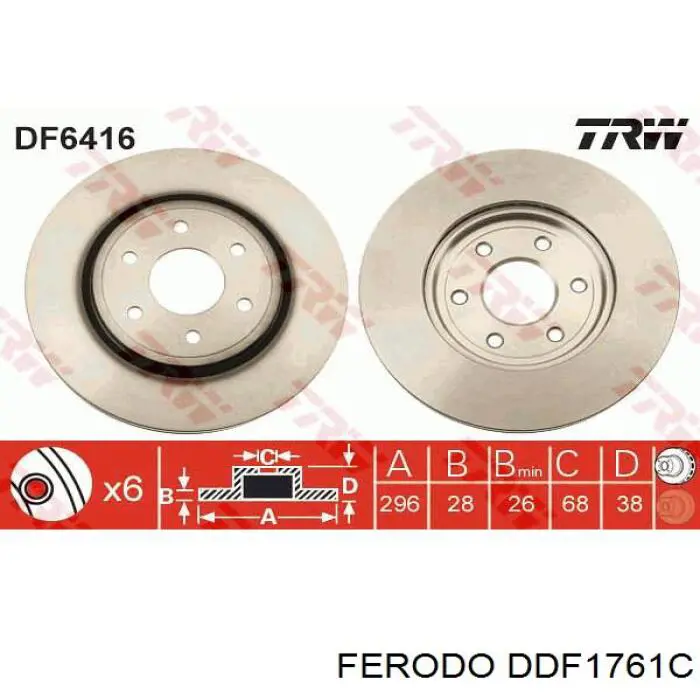 Freno de disco delantero DDF1761C Ferodo