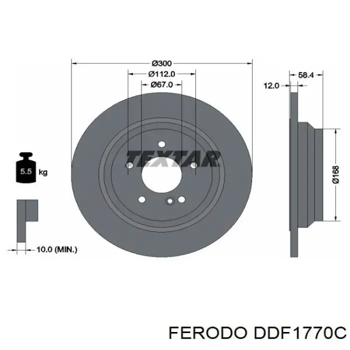 Disco de freno trasero DDF1770C Ferodo