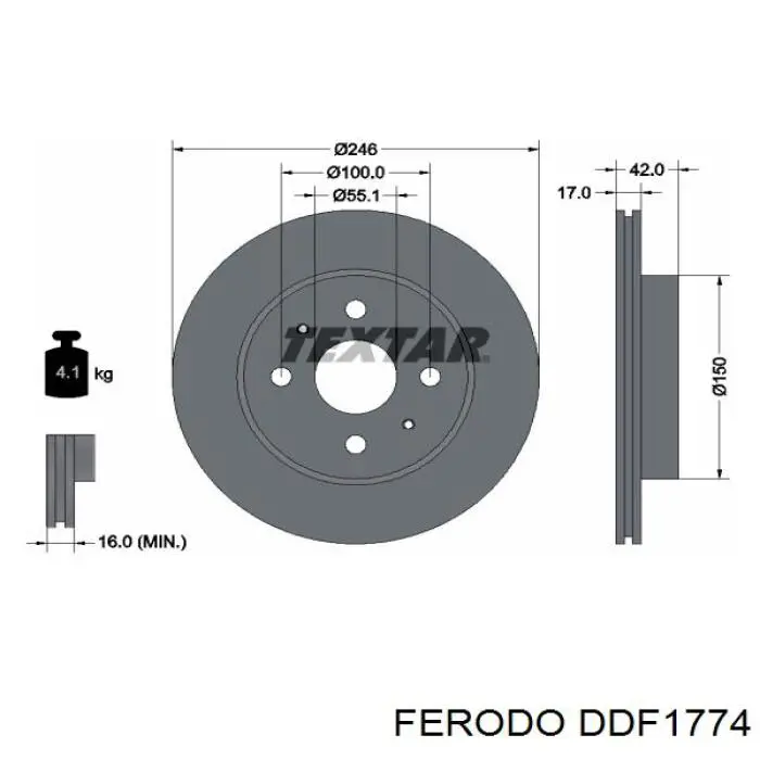 Тормоз дисковый передний Ferodo DDF1774 цена, от 35.26 USD