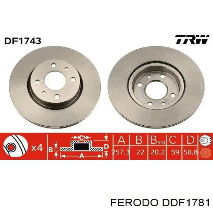 DDF1781 Ferodo диск тормозной задний