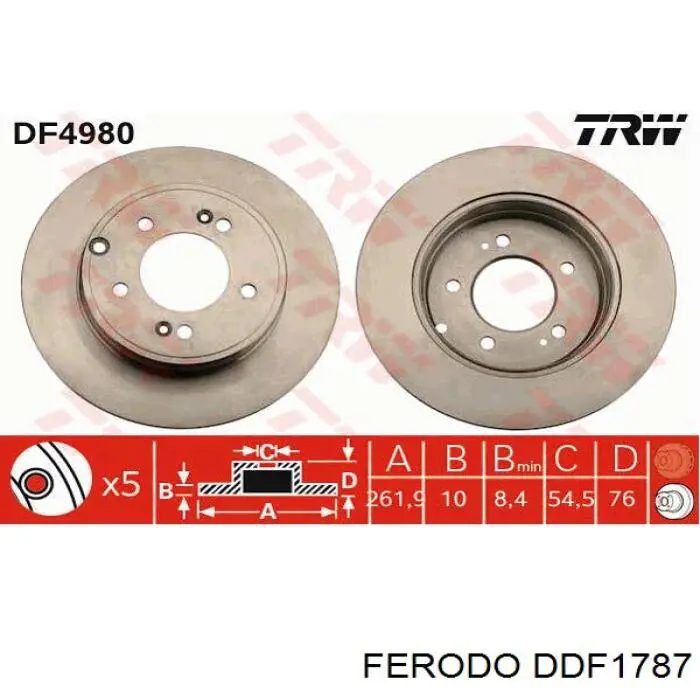 DDF1787 Ferodo диск тормозной задний