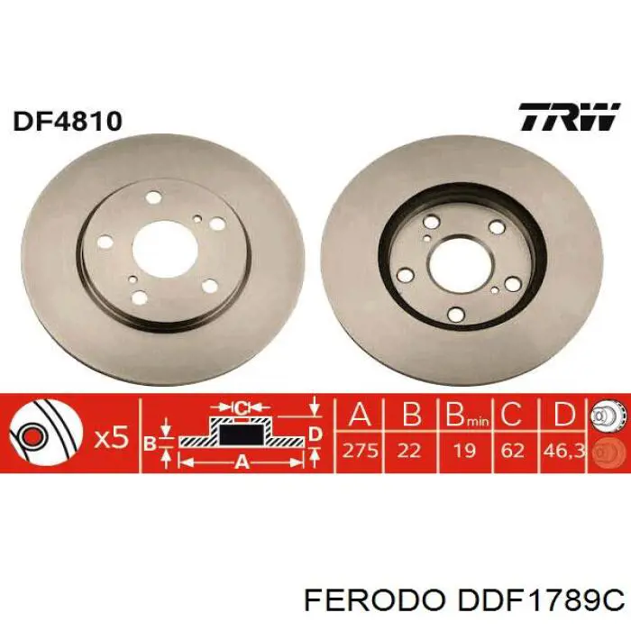 DDF1789C Ferodo Диск тормозной передний