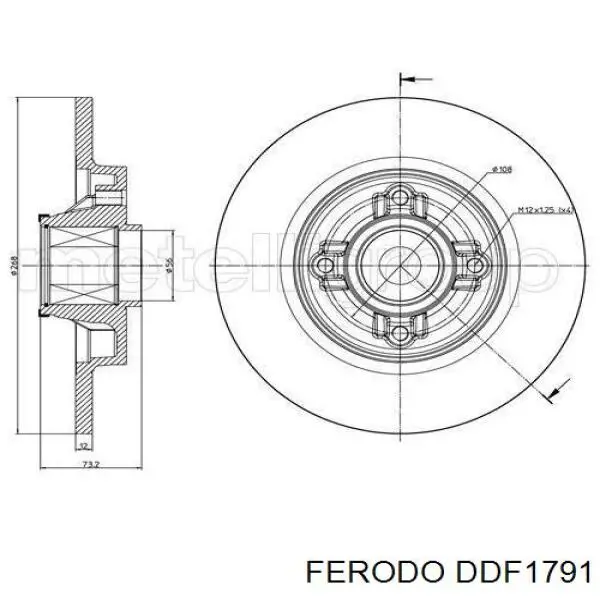 Disco de freno trasero DDF1791 Ferodo