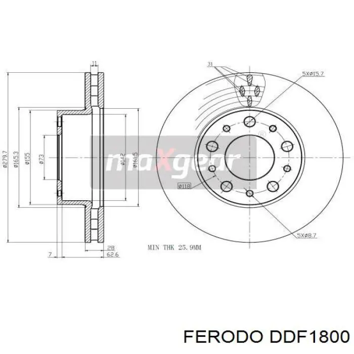 Купить DDF1800 Ferodo Ротор тормозной
