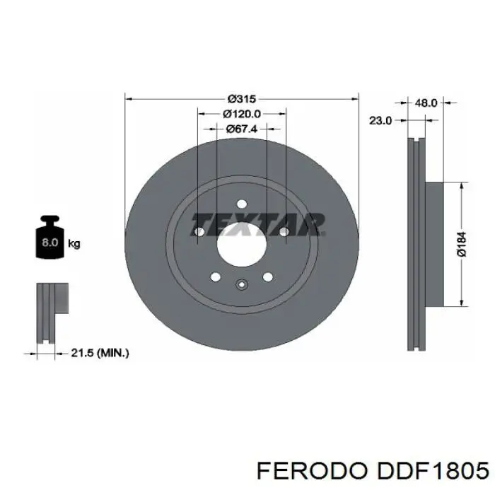 Тормозные диски DDF1805 Ferodo