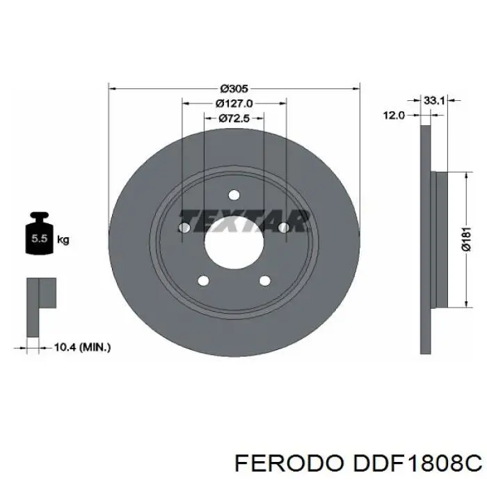 DDF1808C Ferodo Дисковый тормоз