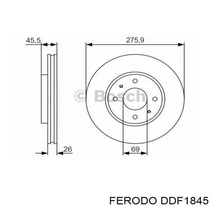 Купить DDF1845 Ferodo Ротор тормозной