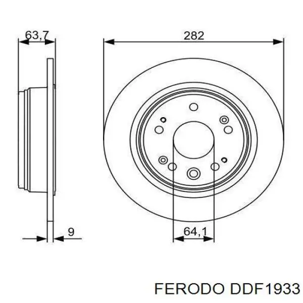 Задний тормозной диск Ferodo DDF1933 цена, от 32.84 USD