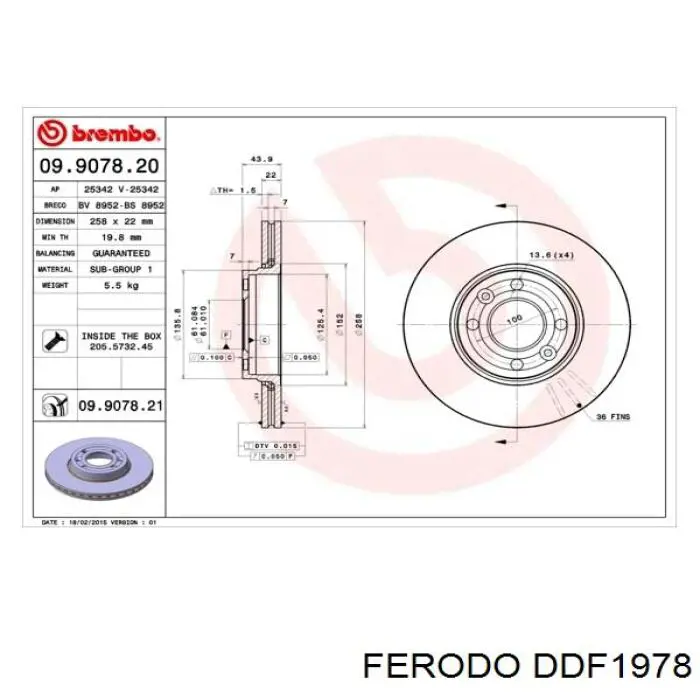 Купить DDF1978 Ferodo Ротор тормозной