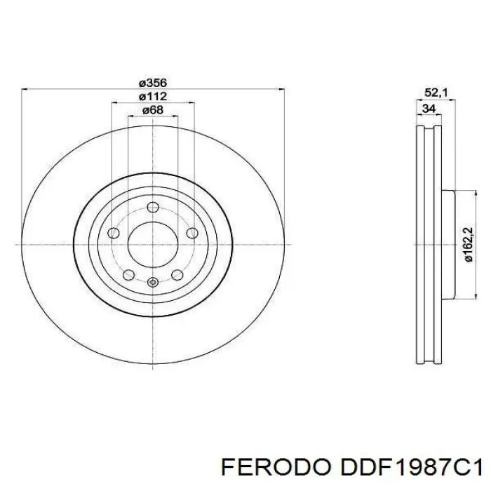 Freno de disco delantero DDF1987C1 Ferodo