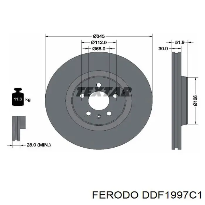 Freno de disco delantero DDF1997C1 Ferodo