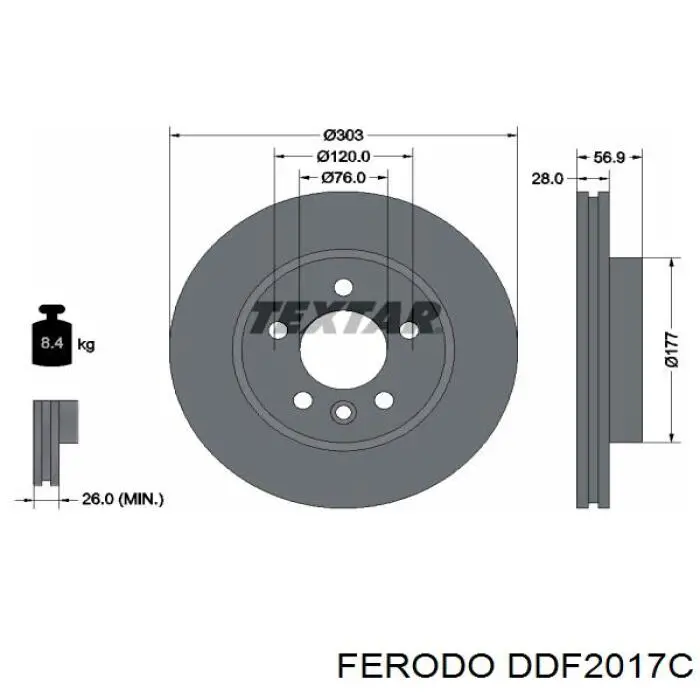 Freno de disco delantero DDF2017C Ferodo