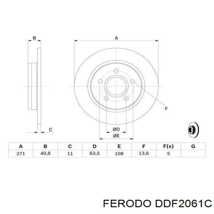 Disco de freno trasero DDF2061C Ferodo