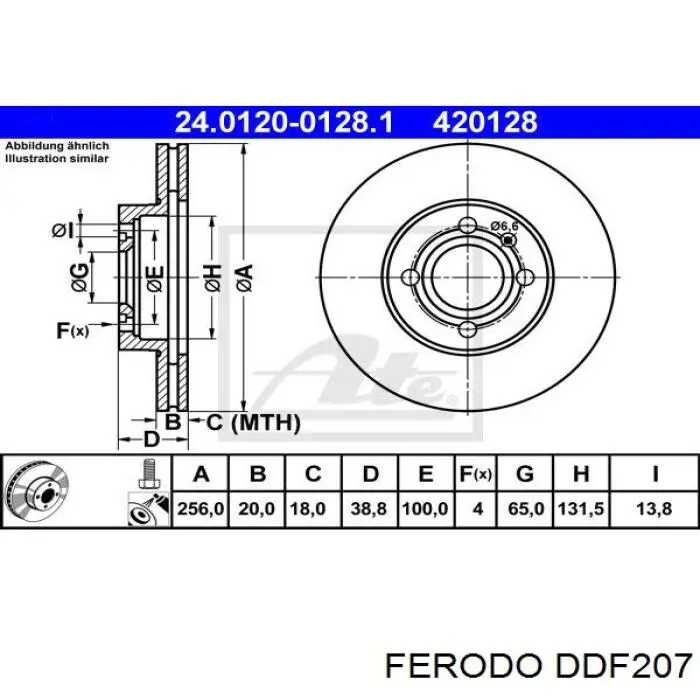 DDF207 Ferodo диск тормозной передний