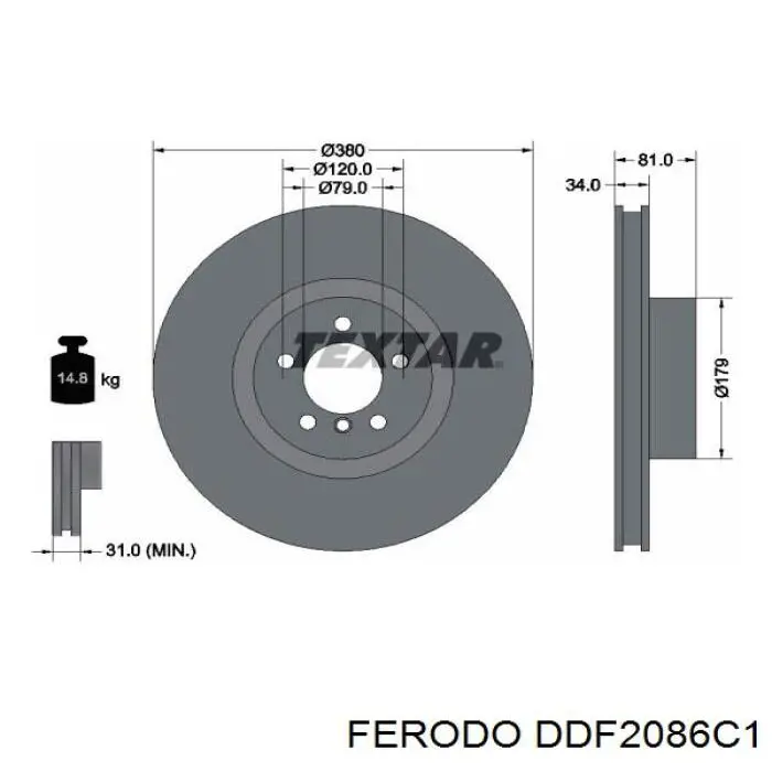 Передние тормозные диски DDF2086C1 Ferodo