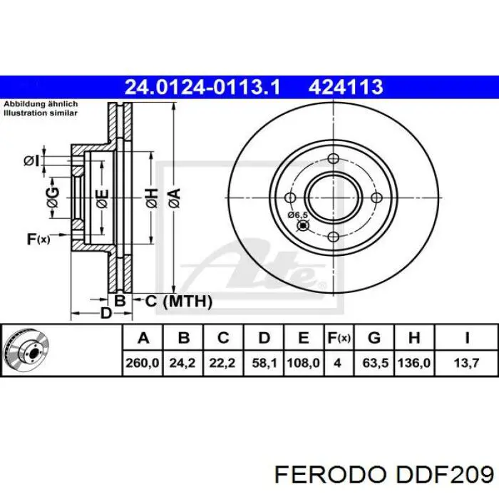 DDF209 Ferodo диск тормозной передний