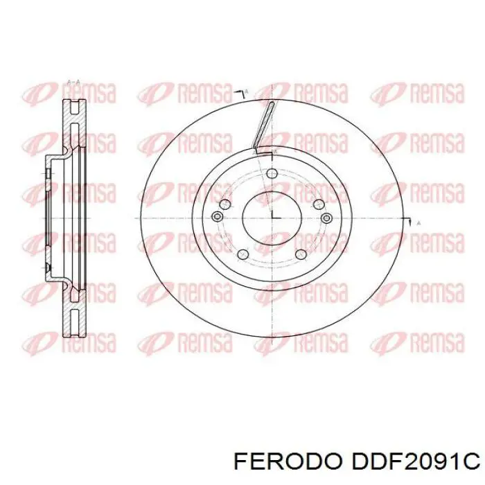 Freno de disco delantero DDF2091C Ferodo
