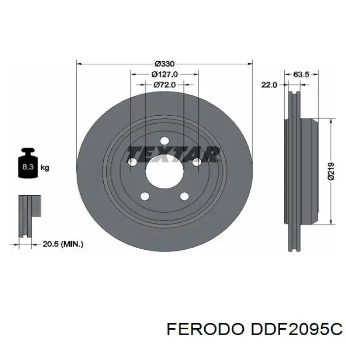 DDF2095C Ferodo disco do freio traseiro