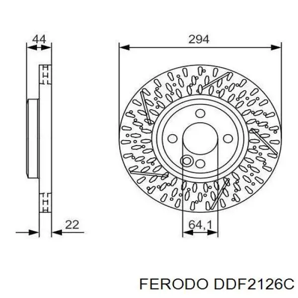Freno de disco delantero DDF2126C Ferodo