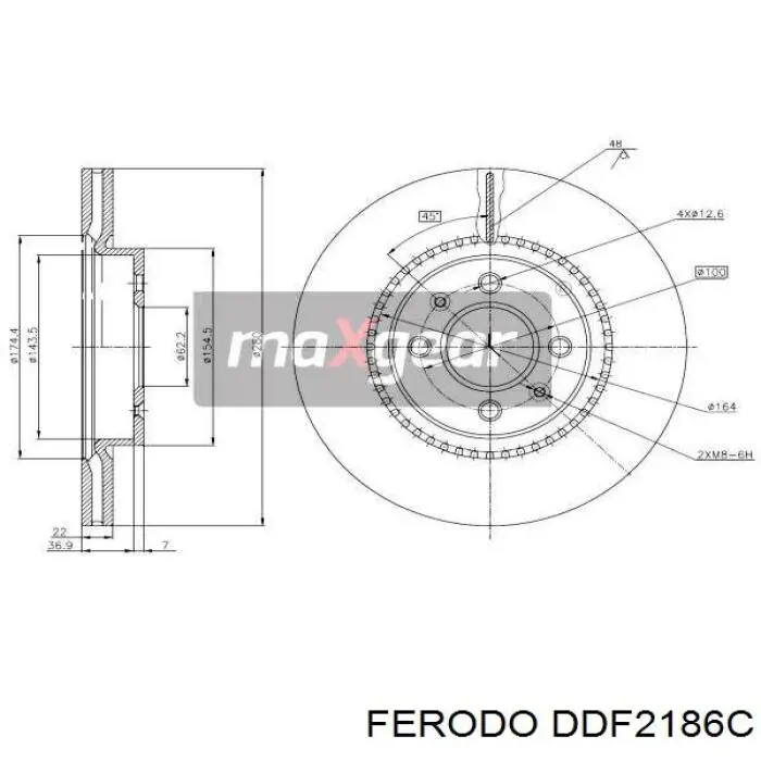Freno de disco delantero DDF2186C Ferodo