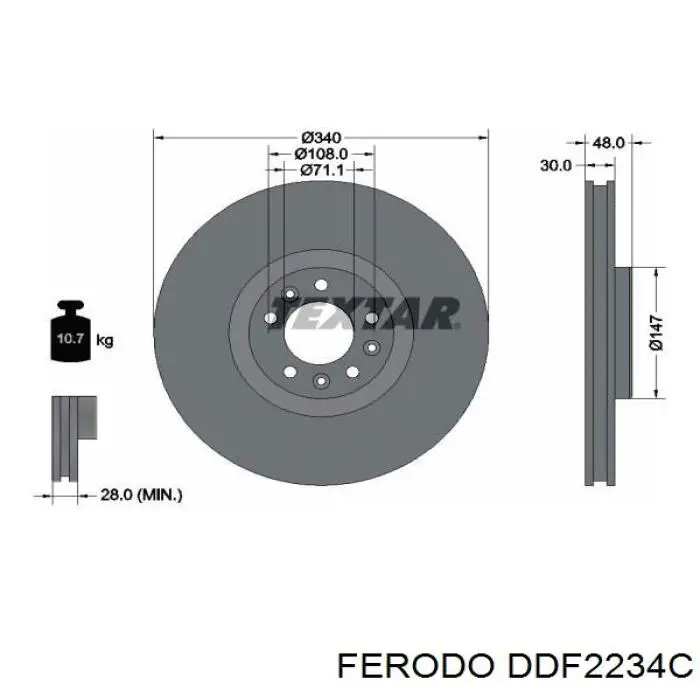 Передние тормозные диски DDF2234C Ferodo