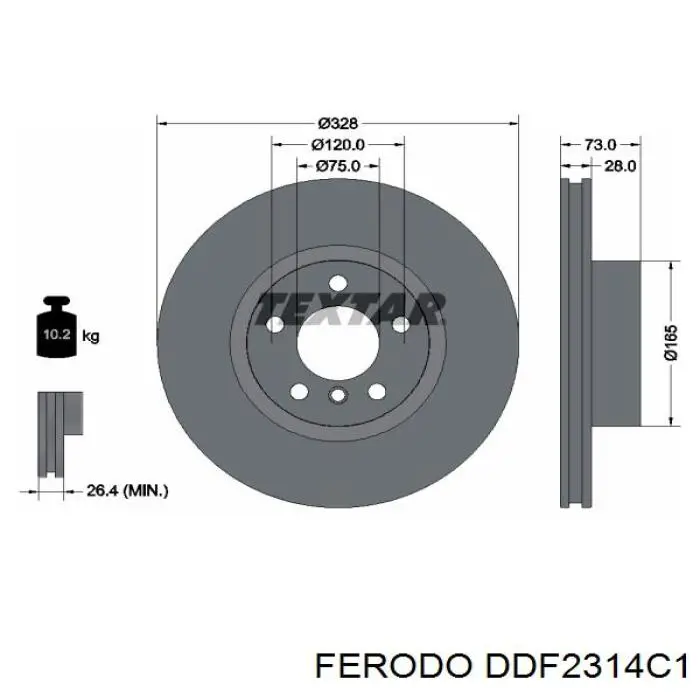 Freno de disco delantero DDF2314C1 Ferodo