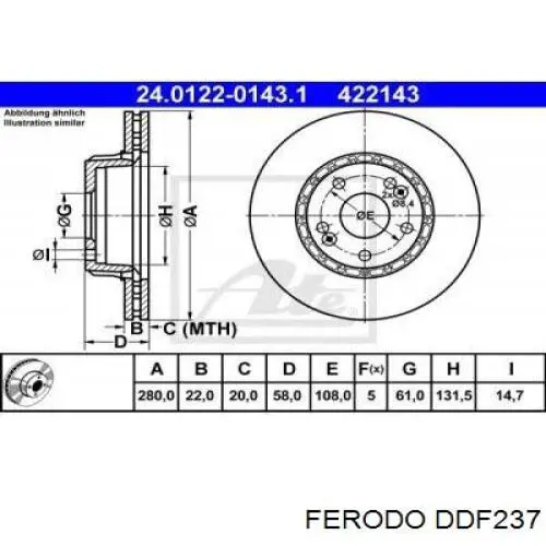 DDF237 Ferodo диск тормозной передний