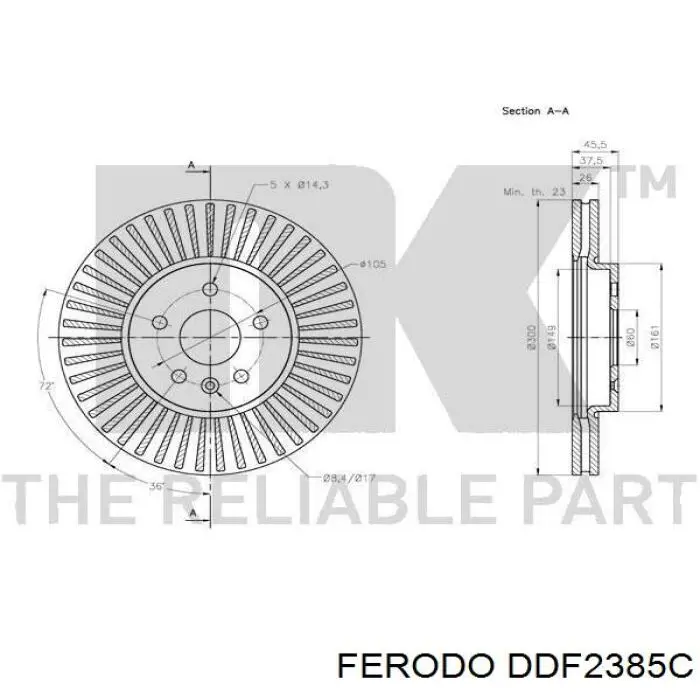 DDF2385C Ferodo Диск тормозной передний