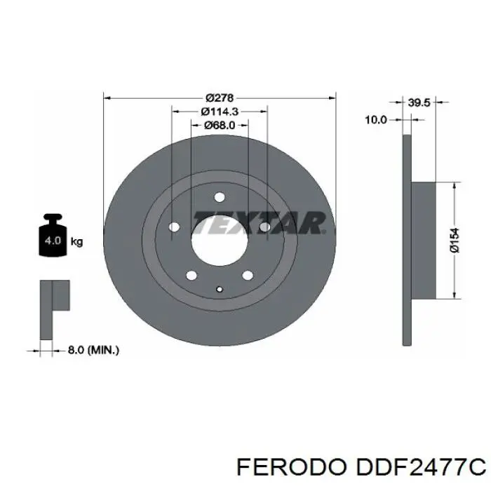 DDF2477C Ferodo disco do freio traseiro