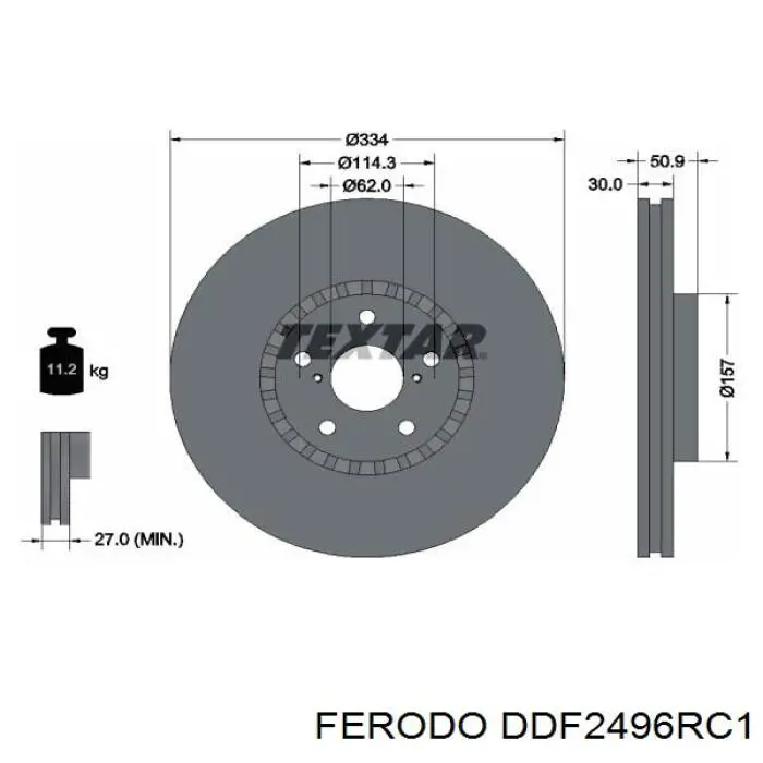 DDF2496RC-1 Ferodo disco do freio dianteiro