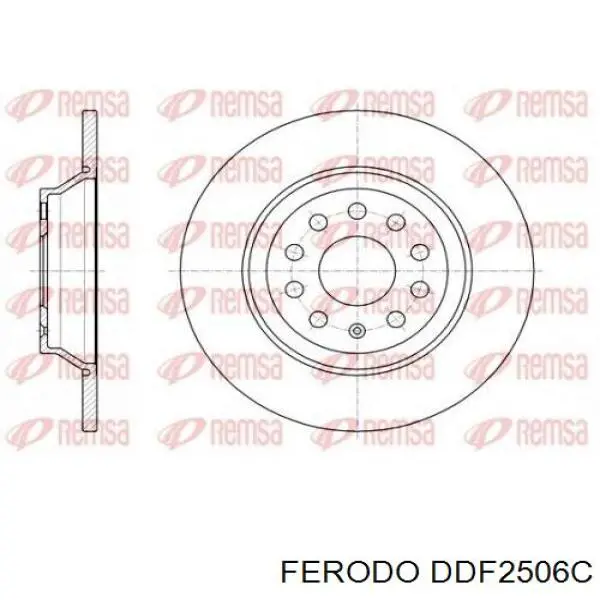 Disco de freno trasero DDF2506C Ferodo