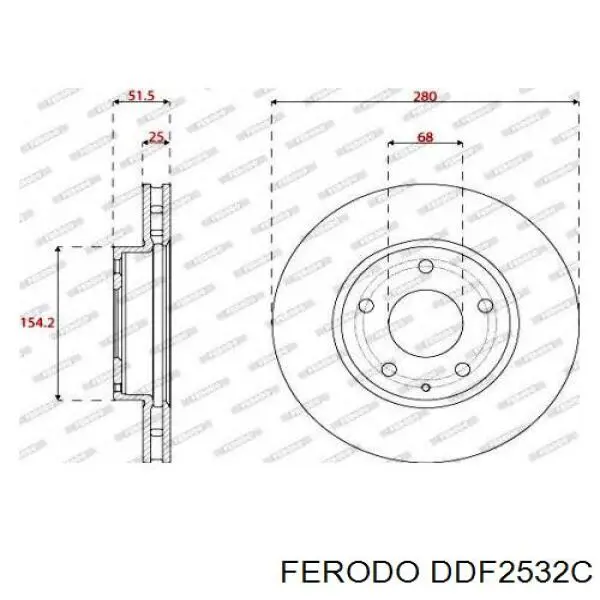 Передние тормозные диски DDF2532C Ferodo