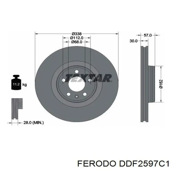 Freno de disco delantero DDF2597C1 Ferodo