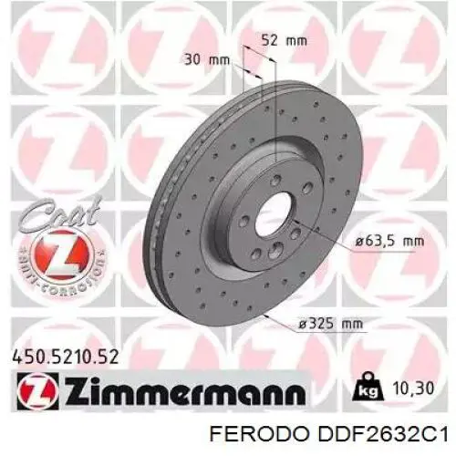 Передний тормозной диск Ferodo DDF2632C1
