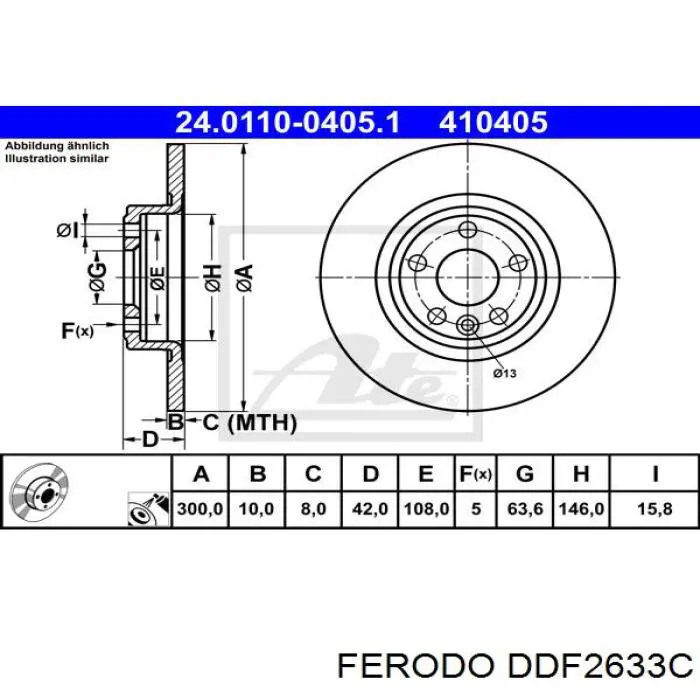 Disco de freno trasero DDF2633C Ferodo