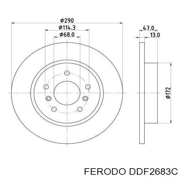 Disco de freno trasero DDF2683C Ferodo