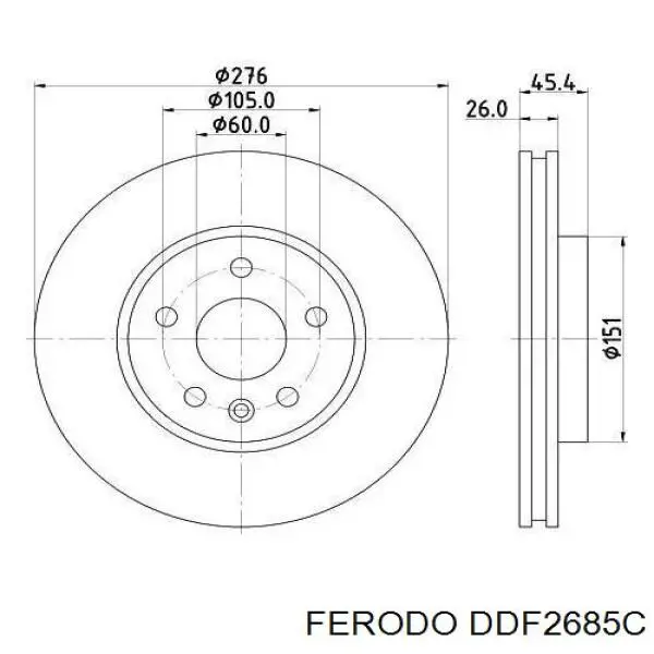 Тормоз дисковый передний Ferodo DDF2685C цена, от 79.40 USD
