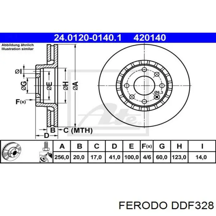 Freno de disco delantero DDF328 Ferodo