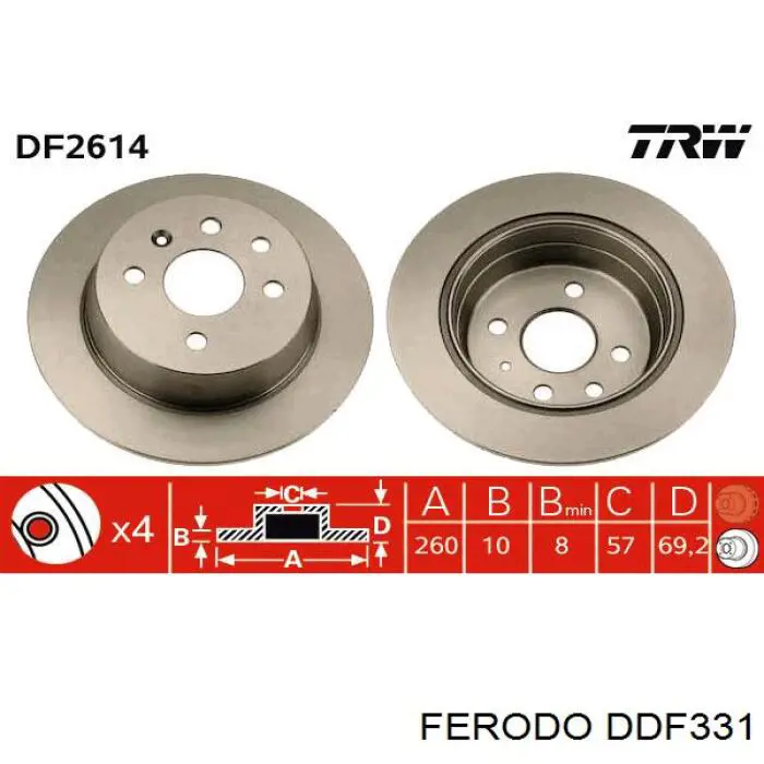 Диск тормозной задний Ferodo DDF331