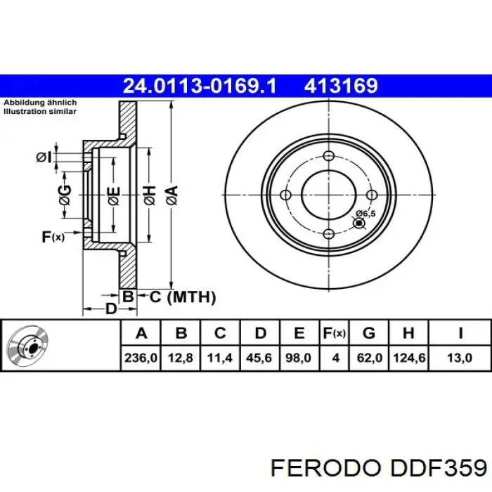 Freno de disco delantero DDF359 Ferodo