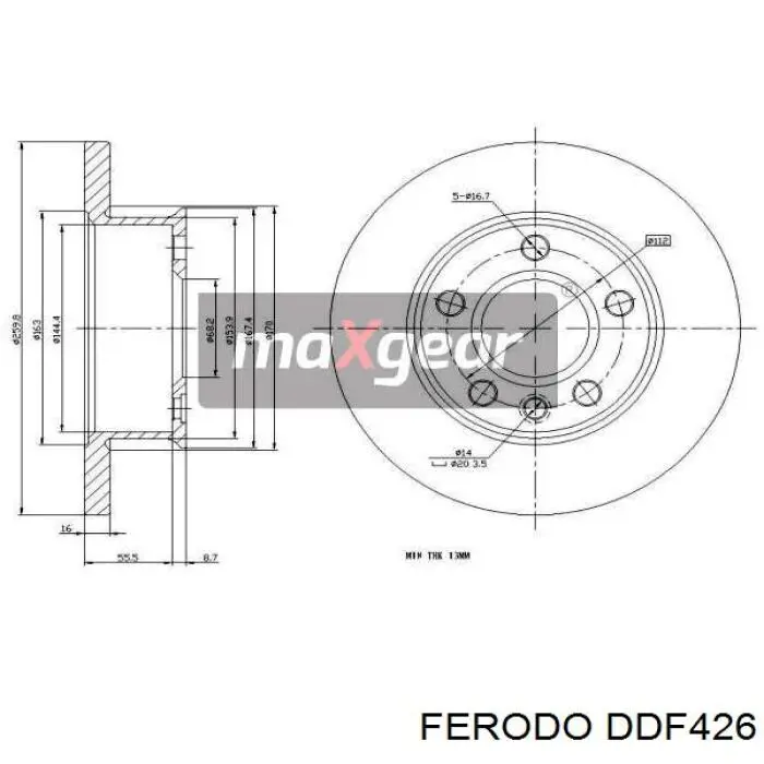 Передние тормозные диски DDF426 Ferodo