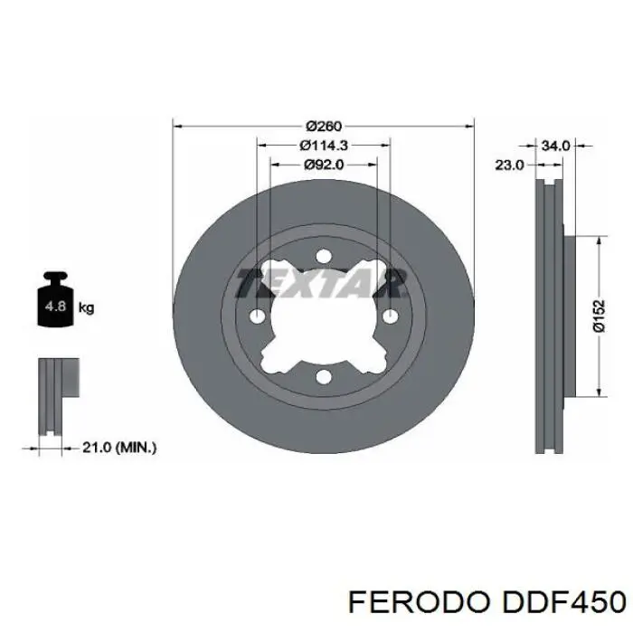 DDF450 Ferodo диск тормозной передний