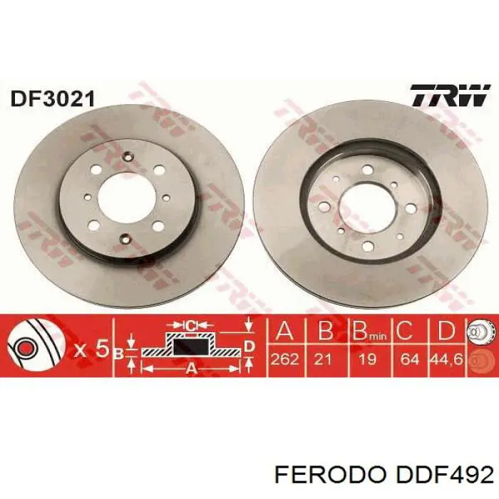 Передние тормозные диски DDF492 Ferodo