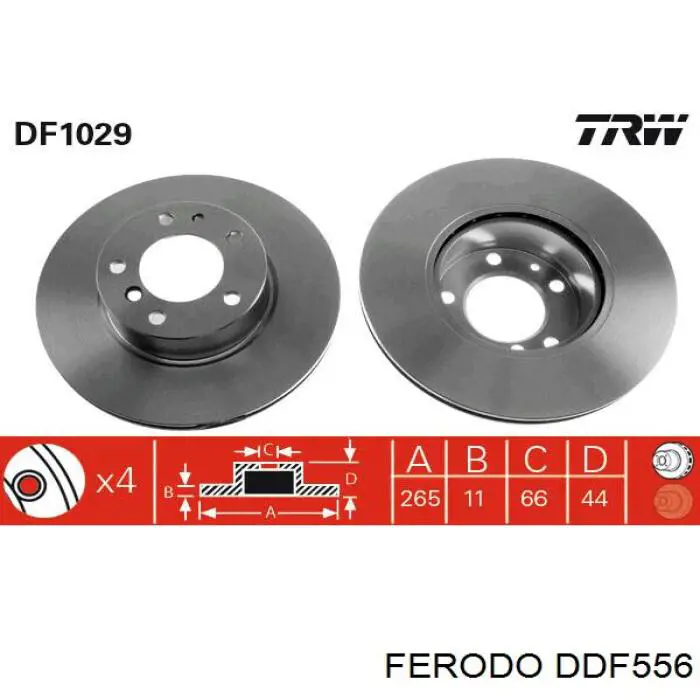 DDF556 Ferodo диск тормозной задний