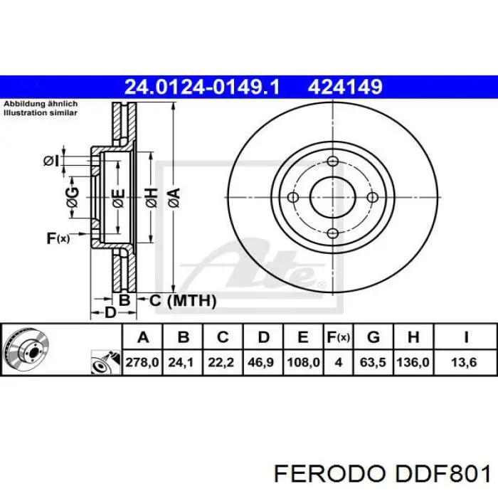 Передние тормозные диски DDF801 Ferodo