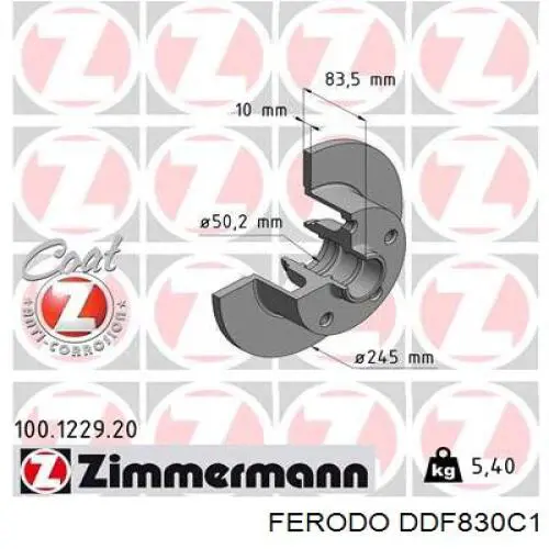 Задний дисковый тормоз Ferodo DDF830C1