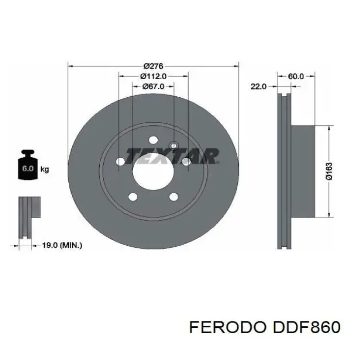 DDF860 Ferodo Диск тормозной передний